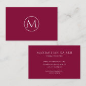 Weinrote Minimale Monogramm Visitenkarte Visitekaartje (Voorkant / Achterkant)