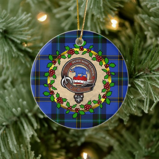 Weir Clan Badge & Tartan Gepersonaliseerde Kerstmi Keramisch Ornament (Boom)
