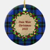 Weir Clan Badge & Tartan Gepersonaliseerde Kerstmi Keramisch Ornament (Achterkant)
