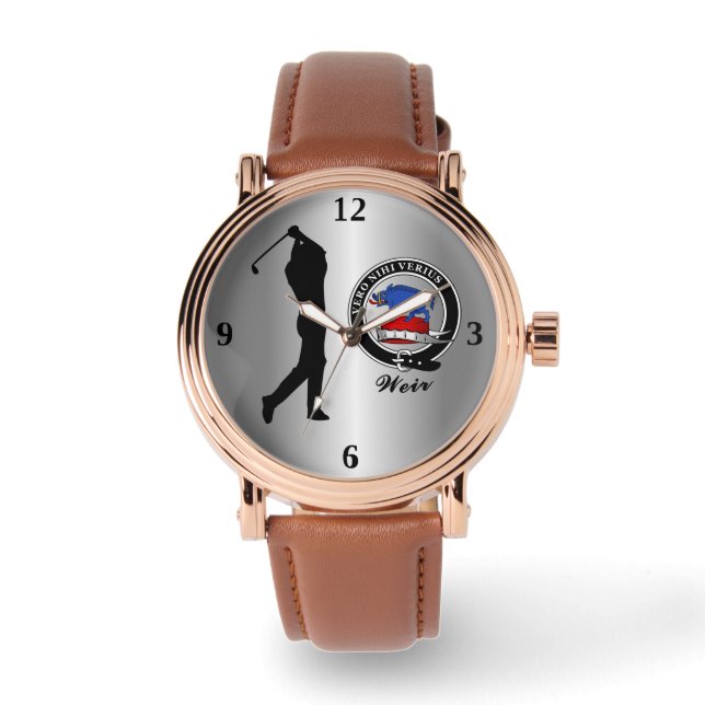 Weir Clan Badge (zijne) Golf Horloge (Voorkant)