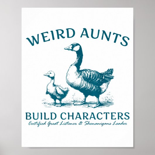 Weird Aunt Builds Character Funny Silly Goose Aunt Poster (Voorkant)