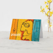 Weird Cartoon Guy Feliz Cumpleanos Birthday Card Kaart (Gele Bloem)