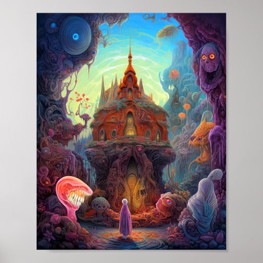 Weird Creepy House Surreal Art Poster (Voorkant)