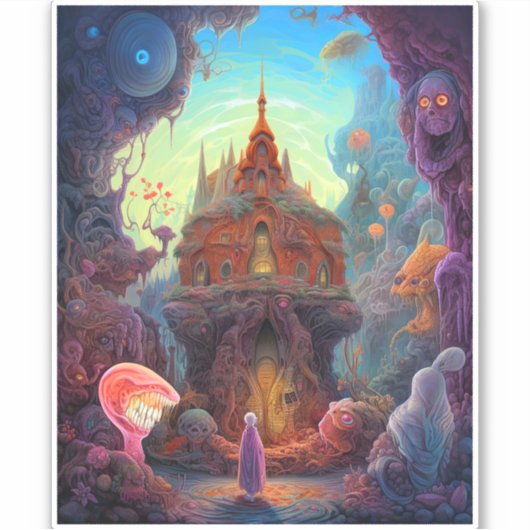 Weird Creepy House Surreal Art Sticker (Voorkant)