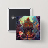 Weird Creepy House Surreal Art Vierkante Button 5,1 Cm (Voorkant /achterkant)