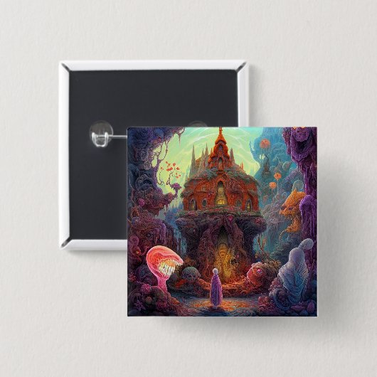 Weird Creepy House Surreal Art Vierkante Button 5,1 Cm (Voorkant /achterkant)