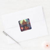 Weird Creepy House Surreal Art Vierkante Sticker (Envelop)