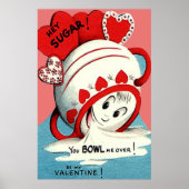 Weird Cute Funny Sugar Bowl Heart Valentijn Poster (Voorkant)