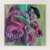 Weird Cute Octopus en Crow Best bevriende kunst Legpuzzel (Horizontaal)