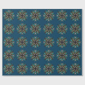 Weird Eyes Mandala Art - Trippy Flower Blauw Groen Cadeaupapier (Vlak)