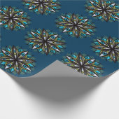 Weird Eyes Mandala Art - Trippy Flower Blauw Groen Cadeaupapier (Hoek)