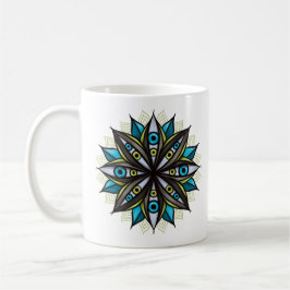 Weird Eyes Mandala Art - Trippy Flower Blauw Groen Koffiemok