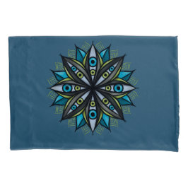 Weird Eyes Mandala Art - Trippy Flower Blauw Groen Kussensloop