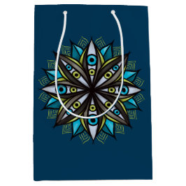 Weird Eyes Mandala Art - Trippy Flower Blauw Groen Medium Cadeauzakje