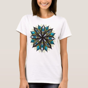 Weird Eyes Mandala Art - Trippy Flower Blauw Groen T-shirt