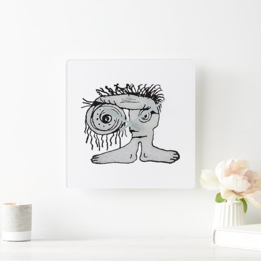 Weird Fantasy Creature Tekening Vierkante Klok (Huis)