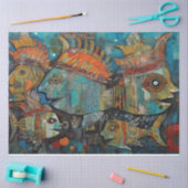 Weird Fish Ocean Mixed Media Collage Decoupage Tissuepapier (Craft)