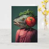 Weird Fishhead Persoon alle gelegenheden Kaart (Gele Bloem)