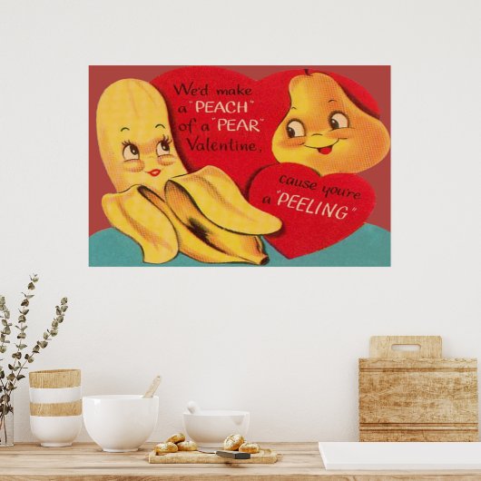 Weird Funny Banana Pear Appel Valentijn Poster (Keuken)