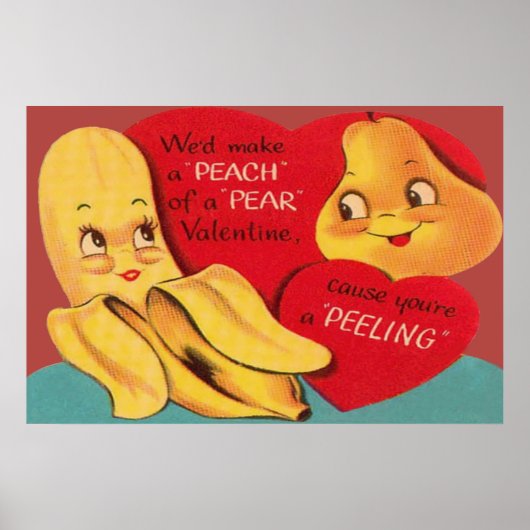 Weird Funny Banana Pear Appel Valentijn Poster (Voorkant)