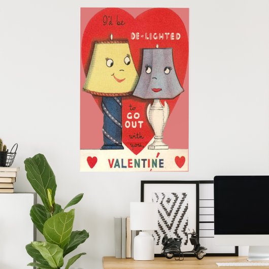 Weird Funny Lamp Light Heart Valentijn Poster (Thuiskantoor)