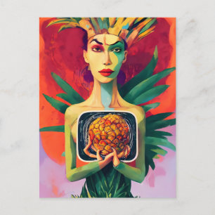 Weird generativecontent Pineapple Goddess Briefkaart