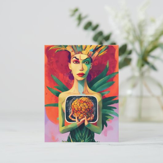 Weird generativecontent Pineapple Goddess Briefkaart (Staand voorkant)