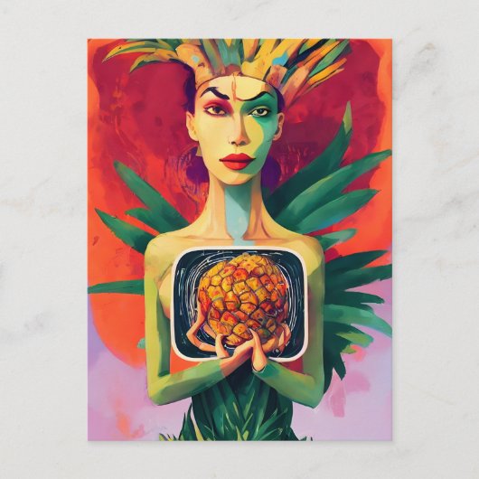 Weird generativecontent Pineapple Goddess Briefkaart (Voorkant)