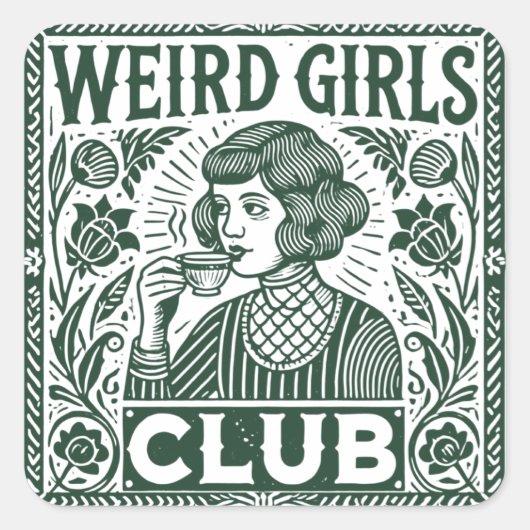 Weird Girls Club Vierkante Sticker (Voorkant)