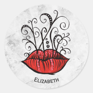 Weird Gothic Lips Tattoo Oddity Name Ronde Sticker