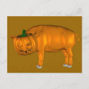 Weird Halloween Pig Briefkaart