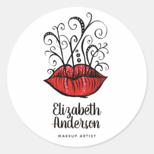 Weird Lips Ink Tattoo Stijl Gothic Make-up Artiest Ronde Sticker