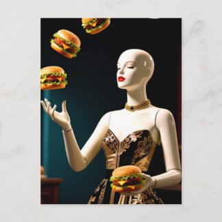 Weird Mannequin with Cheeseburgers Briefkaart