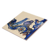 WEIRD MEDIEVAL BESTIAIR BLUE CAT EN CUCKOO BIRD TEGELTJE (Zijkant)