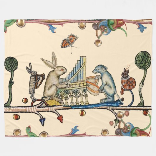 WEIRD MEDIEVAL BESTIAIR MAKEN MUZIEK, konijn, hond Fleece Deken (Voorkant (Horizontaal))
