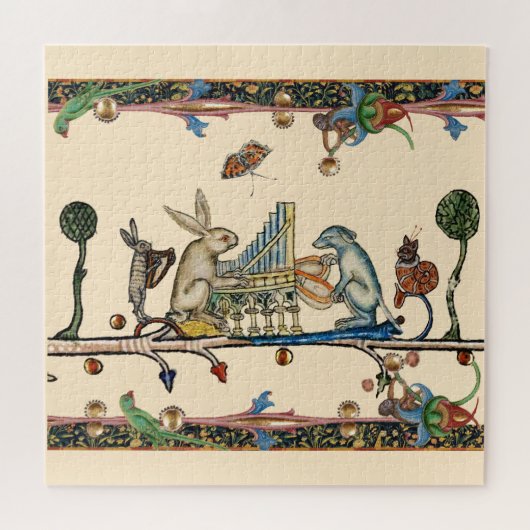 WEIRD MEDIEVAL BESTIAIR MAKEN MUZIEK, konijn, hond Legpuzzel (Horizontaal)