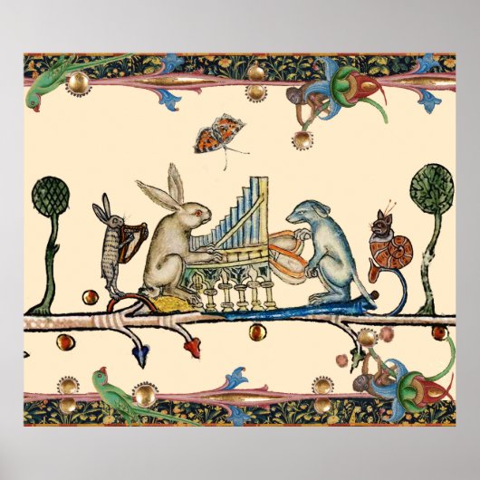 WEIRD MEDIEVAL BESTIAIR MAKEN MUZIEK, konijn, hond Poster (Voorkant)
