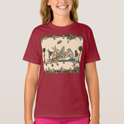 WEIRD MEDIEVAL BESTIAIR MAKEN MUZIEK, konijn, hond T-shirt (Voorkant)