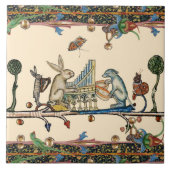 WEIRD MEDIEVAL BESTIAIR MAKEN MUZIEK, konijn, hond Tegeltje (Voorkant)