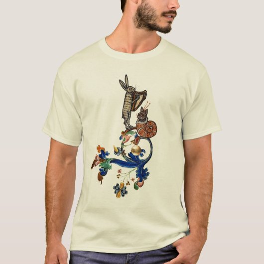 WEIRD MEDIEVAL BESTIAIR MUZIEK, HARPIST HARE T-SHIRT (Voorkant)