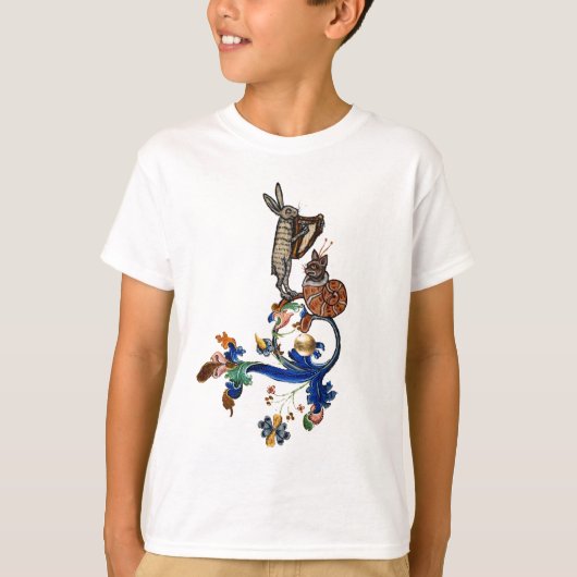 WEIRD MEDIEVAL BESTIAIR MUZIEK, HARPIST HARE T-SHIRT (Voorkant)