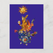 WEIRD MEDIEVAL BESTIARY,ALCHEMIST,RED DRAGON,Blue Briefkaart (Voorkant)