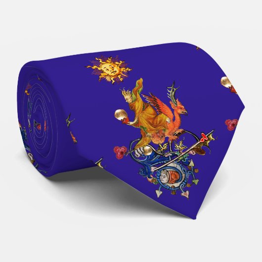 WEIRD MEDIEVAL BESTIARY,ALCHEMIST,RED DRAGON,Blue Stropdas (Opgerold)