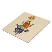 WEIRD MEDIEVAL BESTIARY,ALCHEMIST,RED DRAGON ,SUN  TEGELTJE (Zijkant)
