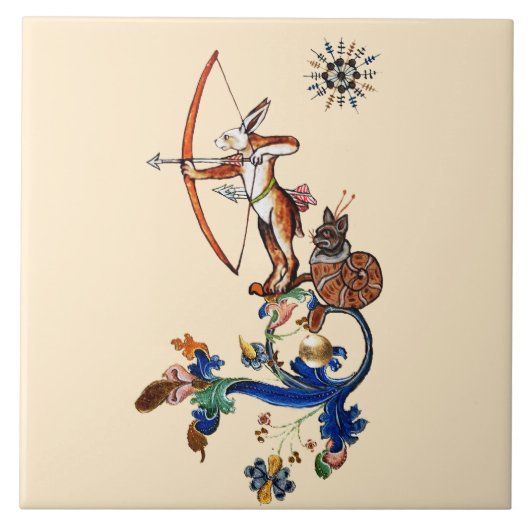 WEIRD MEDIEVAL BESTIARY Archer Rabbit Tegeltje (Voorkant)