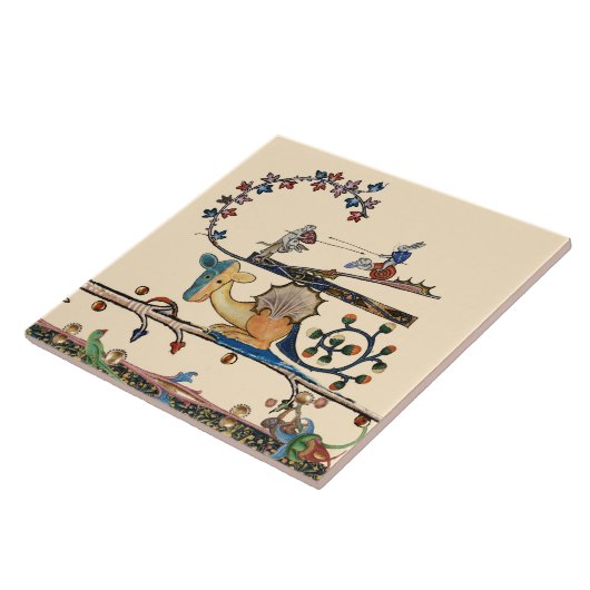 WEIRD MEDIEVAL BESTIARY Dog, Killer Rabbit, Dragon Tegeltje (Zijkant)