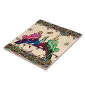 WEIRD MEDIEVAL BESTIARY Human Headed Hybrid Dragon Tegeltje (Zijkant)