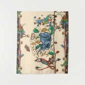 WEIRD MEDIEVAL BESTIARY HUNTER CAT, BIRD, FALCON WANDKLEED (Voorkant)