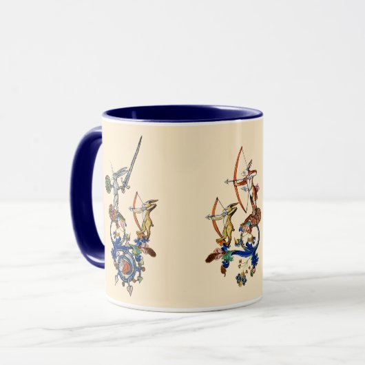 WEIRD MEDIEVAL BESTIARY, Killer Rabbits met zwaard Mok (Voorkant links)