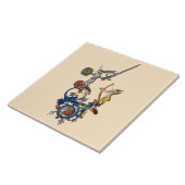 WEIRD MEDIEVAL BESTIARY, Killer Rabbits met zwaard Tegeltje (Zijkant)